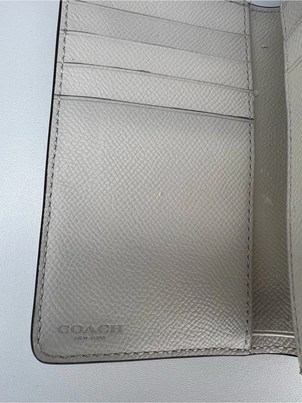 Coach (F11484) Medium Corner Zip Leather Wallet in Chalk